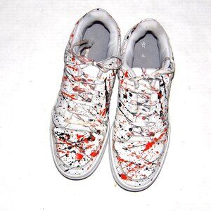 Adidas White Low Top Sneakers With Paint Splatter Design Men's 11.5